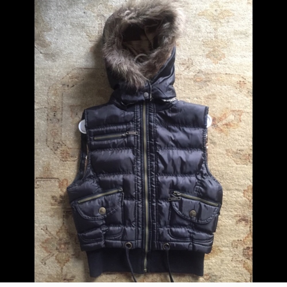 Black Vest with Removable Faux Fur